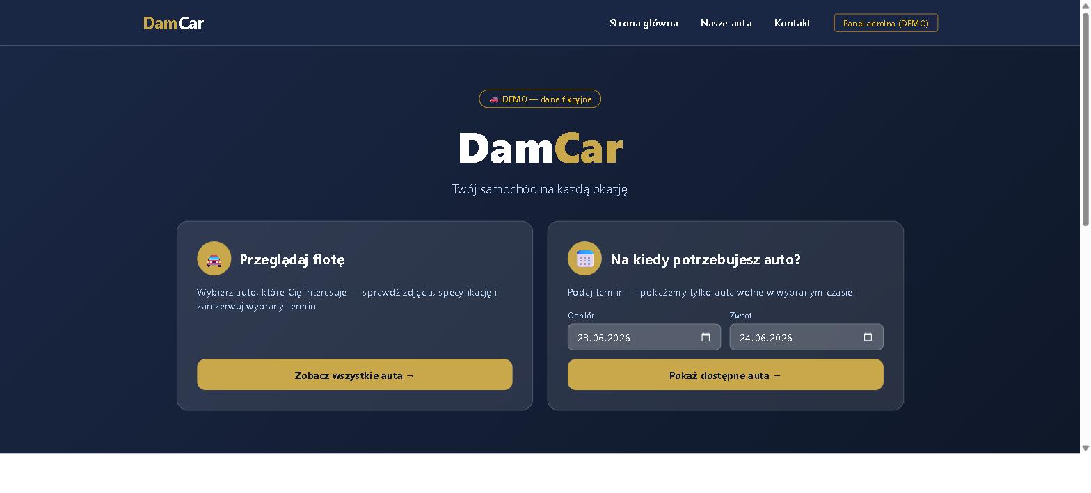 damcar — zrzut ekranu strony